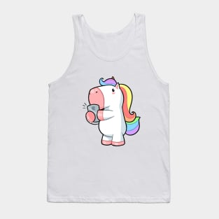 Kawaii unicorn on phone Tank Top